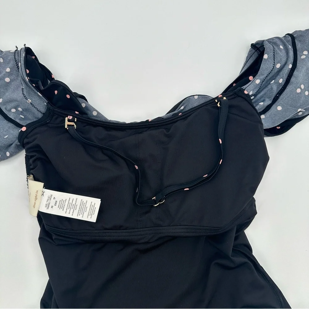 Kate Spade Polka Dot One-Piece Swimsuit With‎ Ruffle Off-Shoulder Design Size XS
